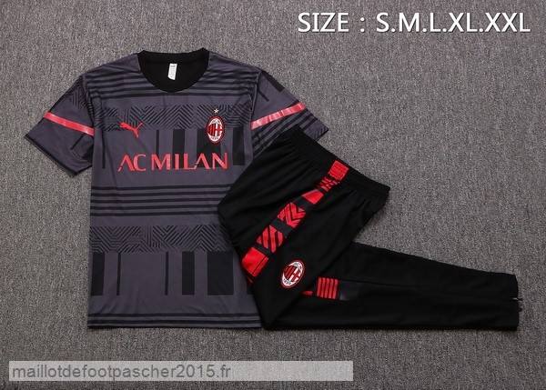 Maillot Foot Achat Entrainement Ensemble Complet AC Milan 2022 2023 Gris I Noir