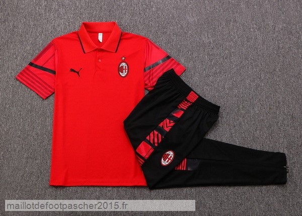 Maillot Foot Achat Ensemble Complet Polo AC Milan 2022 2023 Rouge Noir