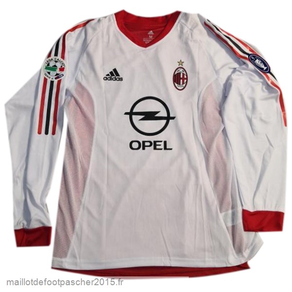 Maillot Foot Achat Exterieur Manches Longues AC Milan Rétro 2002 2003 Blanc