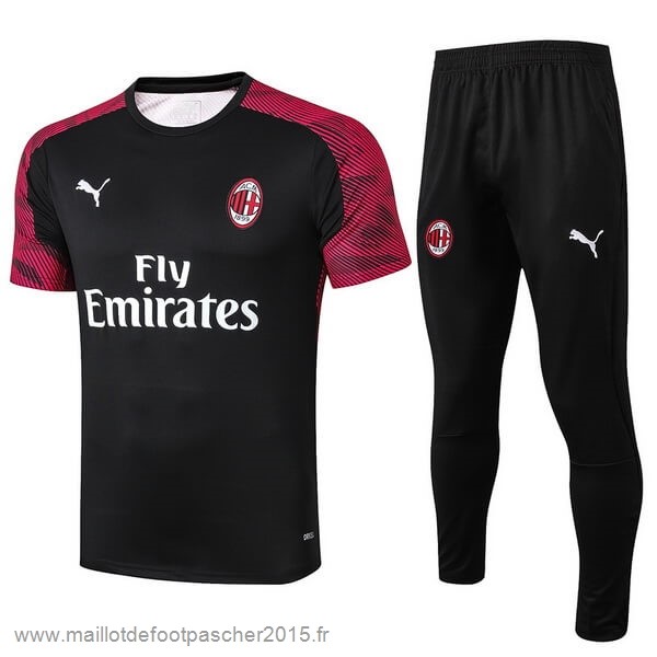 Maillot Foot Achat Entrainement Conjunto Completo AC Milan 2019 2020 Noir Blanc Rouge