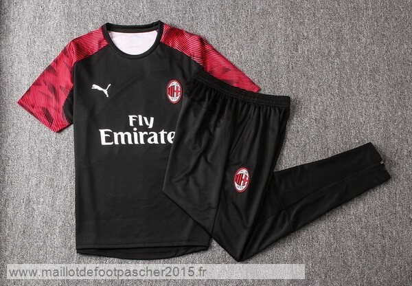 Maillot Foot Achat Entrainement Conjunto Completo AC Milan 2019 2020 Noir Blanc
