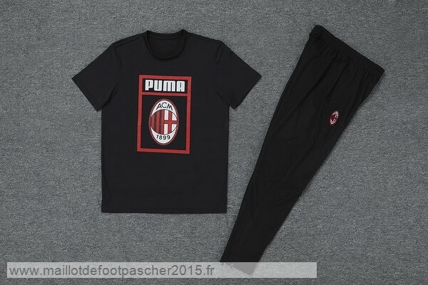 Maillot Foot Achat Entrainement Conjunto Completo AC Milan 2019 2020 Noir Rouge