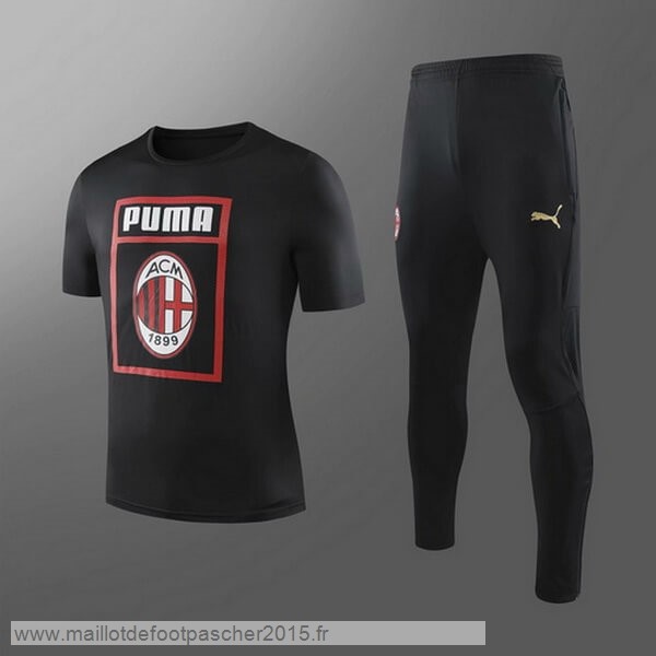 Maillot Foot Achat Entrainement Conjunto Completo AC Milan 2019 2020 Noir Rouge