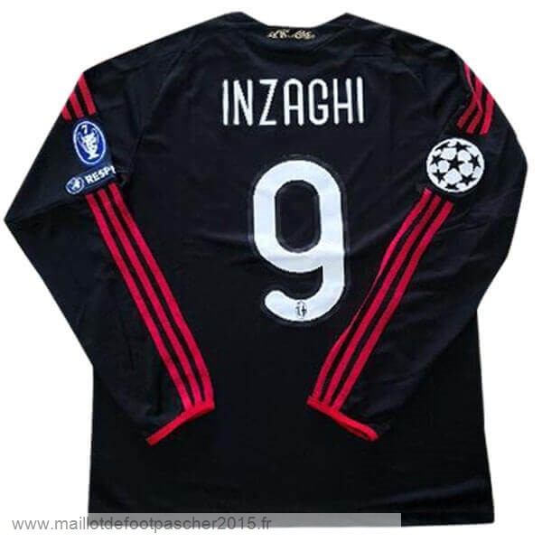 Maillot Foot Achat NO.9 Inzaghi Third Manches Longues AC Milan Rétro 2009 2010 Noir