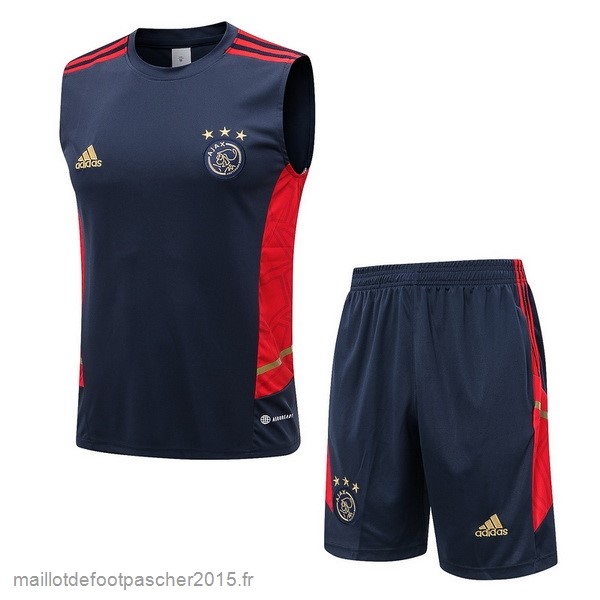 Maillot Foot Achat Entrainement Sans Manches Ensemble Complet Ajax 2022 2023 Bleu Rouge