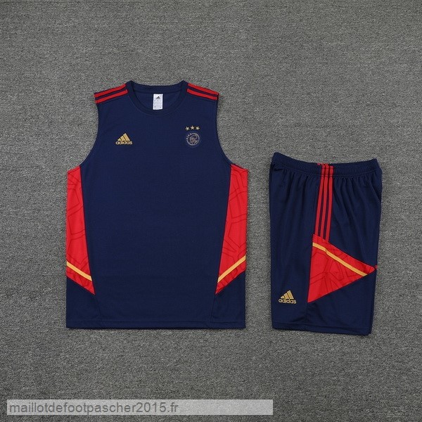 Maillot Foot Achat Entrainement Sans Manches Ensemble Complet Ajax 2022 2023 Bleu Rouge