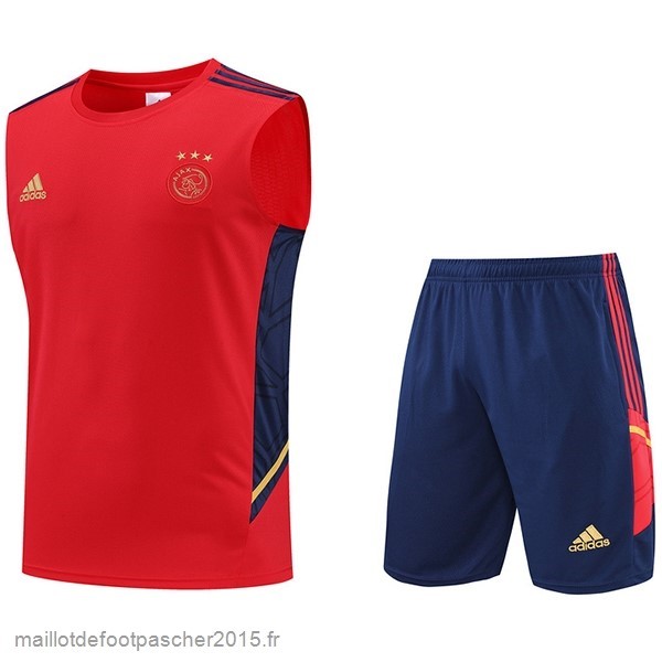 Maillot Foot Achat Entrainement Sans Manches Ensemble Complet Ajax 2022 2023 Rouge Bleu