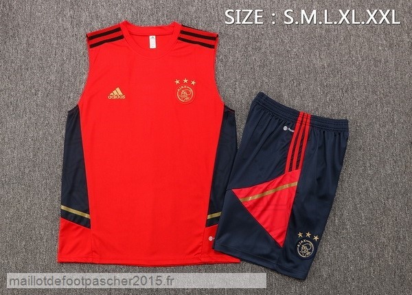 Maillot Foot Achat Entrainement Sans Manches Ensemble Complet Ajax 2022 2023 Rouge Bleu