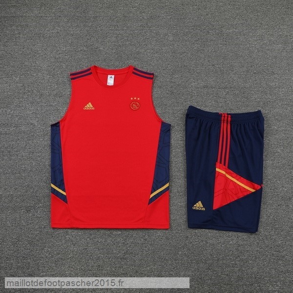Maillot Foot Achat Entrainement Sans Manches Ensemble Complet Ajax 2022 2023 Rouge Bleu