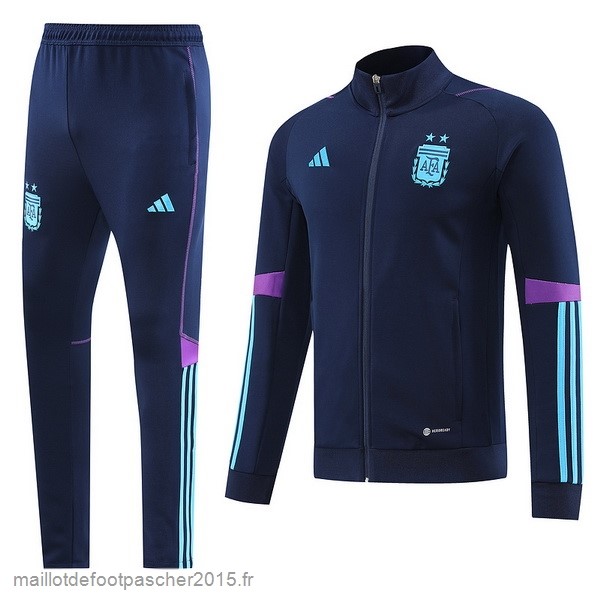 Maillot Foot Achat Ensemble Complet Ensemble longue fermeture éclair vêtements De Sport Argentine 2022 Bleu Marine