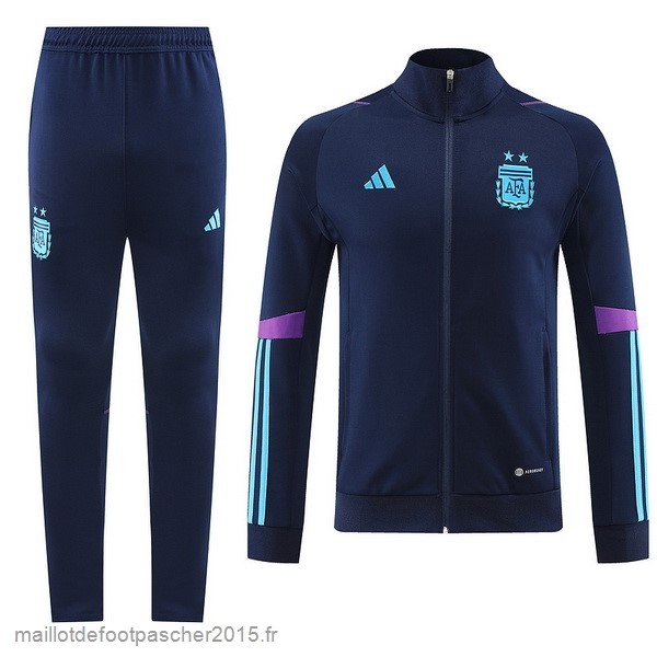 Maillot Foot Achat Ensemble Complet Ensemble longue fermeture éclair vêtements De Sport Argentine 2022 Bleu Marine