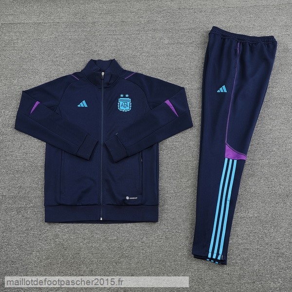 Maillot Foot Achat Ensemble Complet Ensemble longue fermeture éclair vêtements De Sport Argentine 2022 Bleu Marine