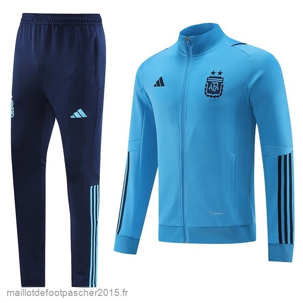 Maillot Foot Achat Ensemble Complet Ensemble longue fermeture éclair vêtements De Sport Argentine 2022 I Bleu