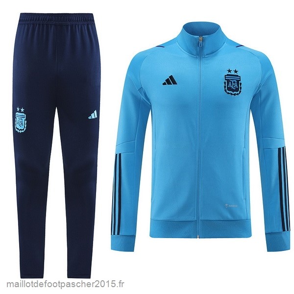 Maillot Foot Achat Ensemble Complet Ensemble longue fermeture éclair vêtements De Sport Argentine 2022 I Bleu