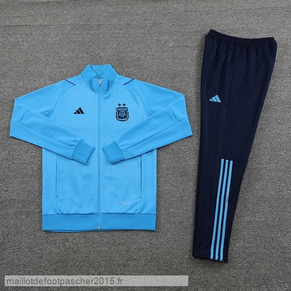 Maillot Foot Achat Ensemble Complet Ensemble longue fermeture éclair vêtements De Sport Argentine 2022 I Bleu
