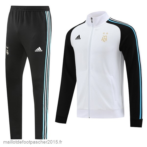 Maillot Foot Achat Ensemble Complet Ensemble longue fermeture éclair vêtements De Sport Argentine 2022 Noir Blanc