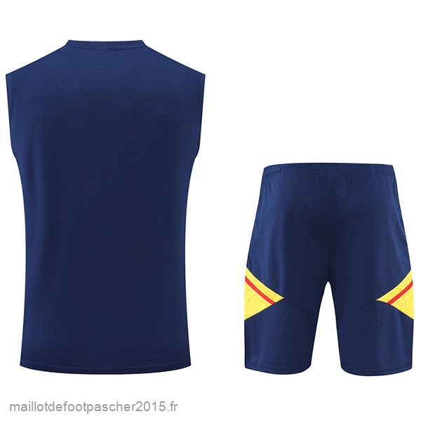 Maillot Foot Achat Entrainement Sans Manches Ensemble Complet Arsenal 2022 2023 Bleu Marine Jaune