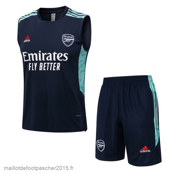 Maillot Foot Achat Entrainement Sans Manches Ensemble Complet Arsenal 2022 2023 Bleu Vert