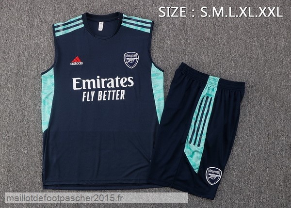 Maillot Foot Achat Entrainement Sans Manches Ensemble Complet Arsenal 2022 2023 Bleu Vert