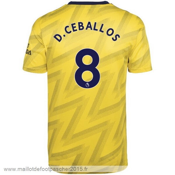 Maillot Foot Achat NO.8 D.Ceballos Exterieur Maillot Arsenal 2019 2020 Jaune