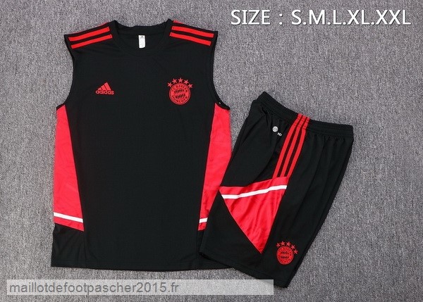 Maillot Foot Achat Entrainement Sans Manches Ensemble Complet Bayern Munich 2022 2023 Noir II Rouge
