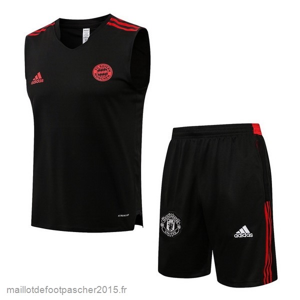 Maillot Foot Achat Entrainement Sans Manches Ensemble Complet Bayern Munich 2022 2023 Noir Rouge