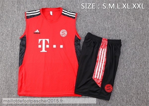 Maillot Foot Achat Entrainement Sans Manches Ensemble Complet Bayern Munich 2022 2023 Rouge Noir