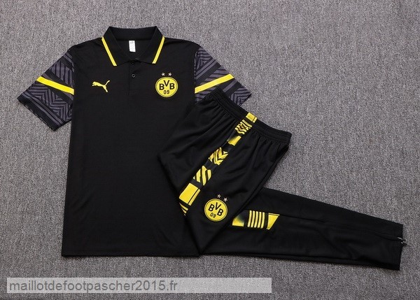 Maillot Foot Achat Ensemble Complet Polo Borussia Dortmund 2022 2023 Noir I Jaune