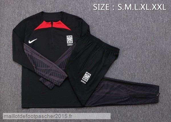 Maillot Foot Achat Ensemble Complet Sudadera Entrainement Corée 2022 Noir