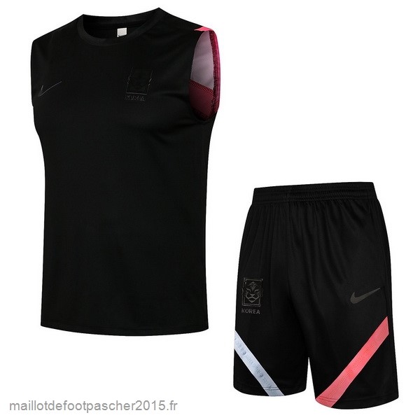 Maillot Foot Achat Entrainement Sans Manches Ensemble Complet Corée 2022 2023 Noir