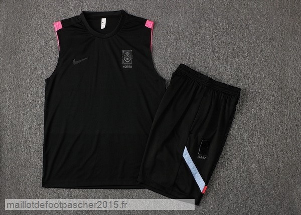 Maillot Foot Achat Entrainement Sans Manches Ensemble Complet Corée 2022 2023 Noir