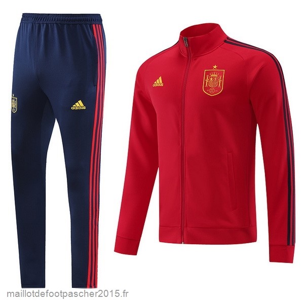 Maillot Foot Achat Ensemble Complet Ensemble longue fermeture éclair vêtements De Sport Espagne 2022 Rouge Bleu