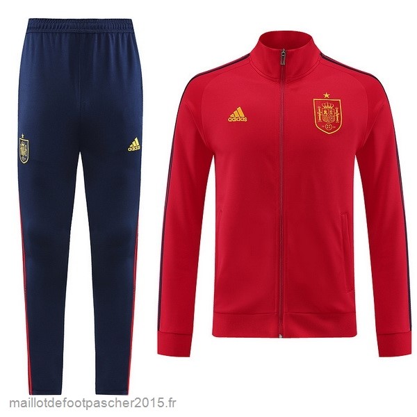 Maillot Foot Achat Ensemble Complet Ensemble longue fermeture éclair vêtements De Sport Espagne 2022 Rouge Bleu