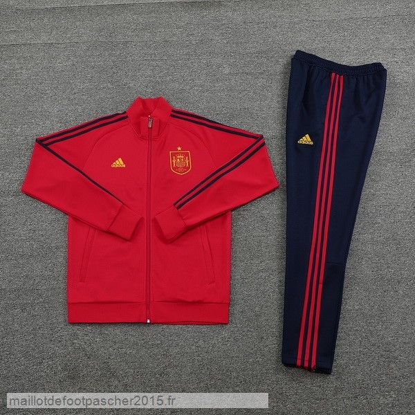Maillot Foot Achat Ensemble Complet Ensemble longue fermeture éclair vêtements De Sport Espagne 2022 Rouge Bleu