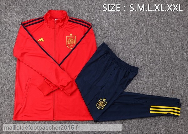 Maillot Foot Achat Ensemble Complet Ensemble longue fermeture éclair vêtements De Sport Espagne 2022 Rouge I Bleu