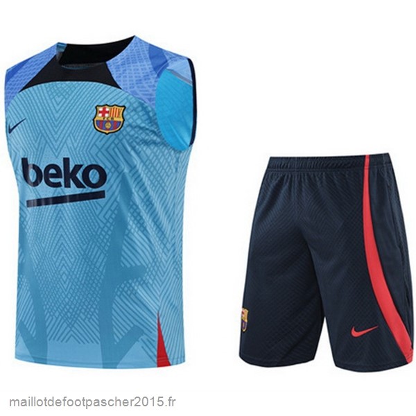 Maillot Foot Achat Entrainement Sans Manches Ensemble Complet Barcelona 2022 2023 Bleu Rouge