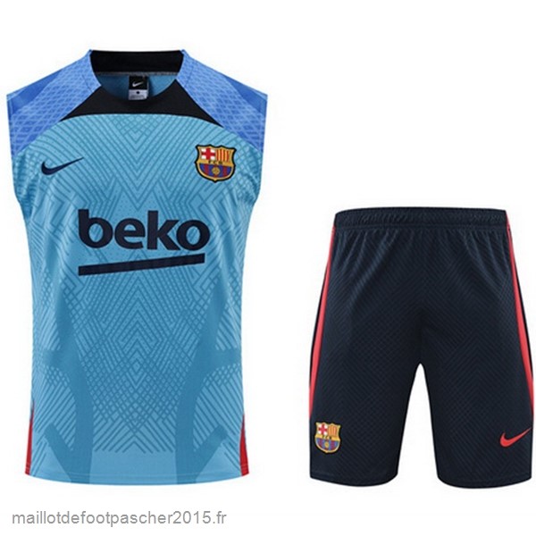 Maillot Foot Achat Entrainement Sans Manches Ensemble Complet Barcelona 2022 2023 Bleu Rouge