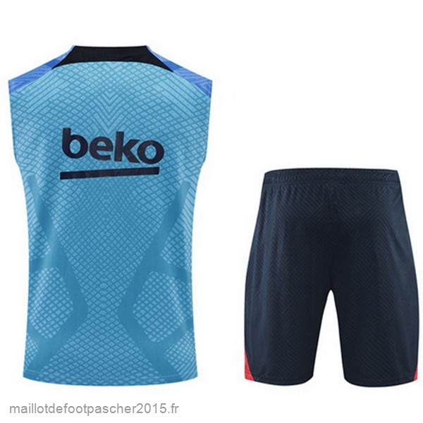 Maillot Foot Achat Entrainement Sans Manches Ensemble Complet Barcelona 2022 2023 Bleu Rouge