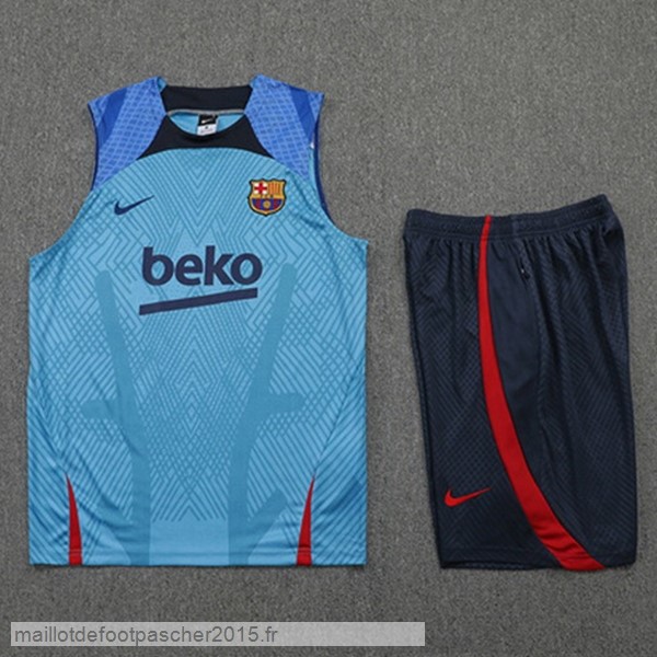 Maillot Foot Achat Entrainement Sans Manches Ensemble Complet Barcelona 2022 2023 Bleu Rouge