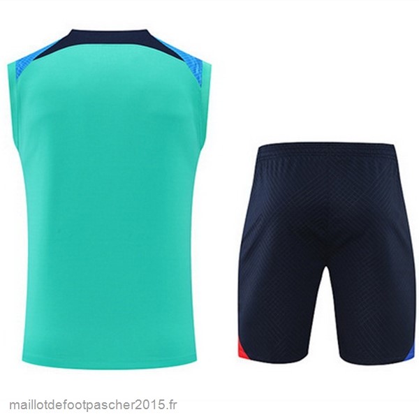 Maillot Foot Achat Entrainement Sans Manches Ensemble Complet Barcelona 2022 2023 Bleu Vert