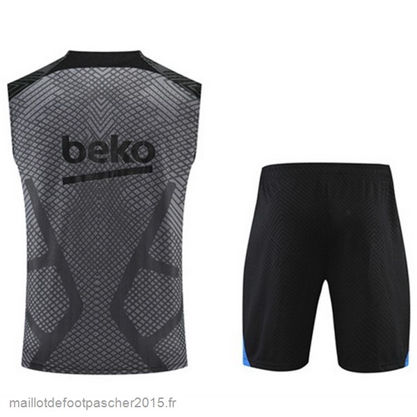 Maillot Foot Achat Entrainement Sans Manches Ensemble Complet Barcelona 2022 2023 Gris Noir