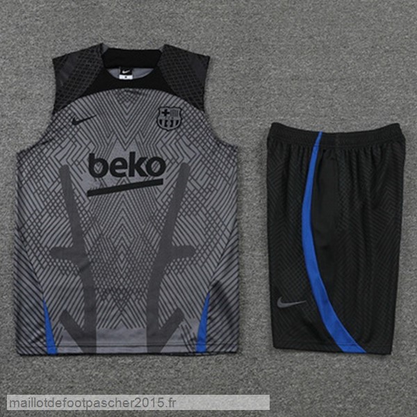 Maillot Foot Achat Entrainement Sans Manches Ensemble Complet Barcelona 2022 2023 Gris Noir