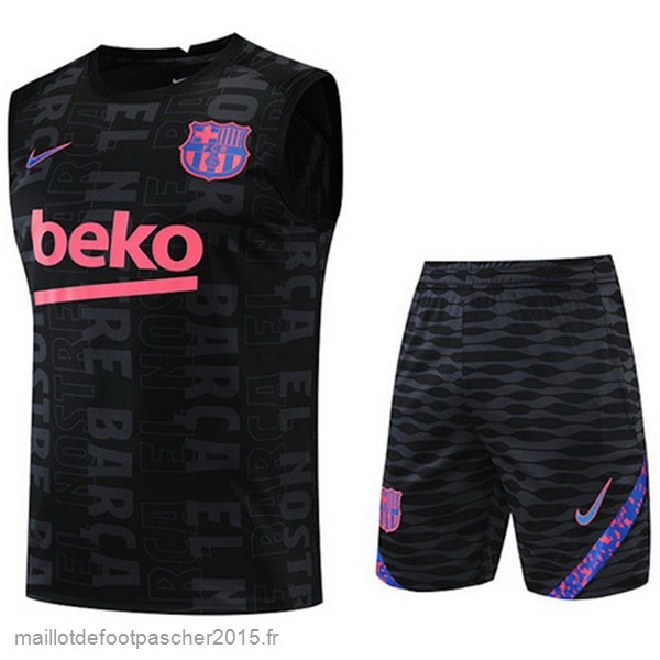 Maillot Foot Achat Entrainement Sans Manches Ensemble Complet Barcelona 2022 2023 Noir Purpura