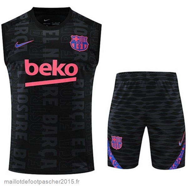 Maillot Foot Achat Entrainement Sans Manches Ensemble Complet Barcelona 2022 2023 Noir Purpura