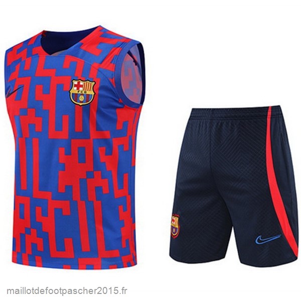 Maillot Foot Achat Entrainement Sans Manches Ensemble Complet Barcelona 2022 2023 Rouge Bleu