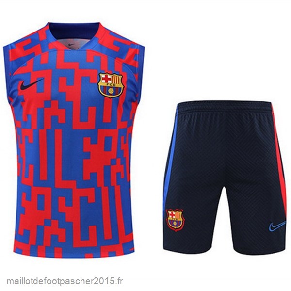 Maillot Foot Achat Entrainement Sans Manches Ensemble Complet Barcelona 2022 2023 Rouge Bleu