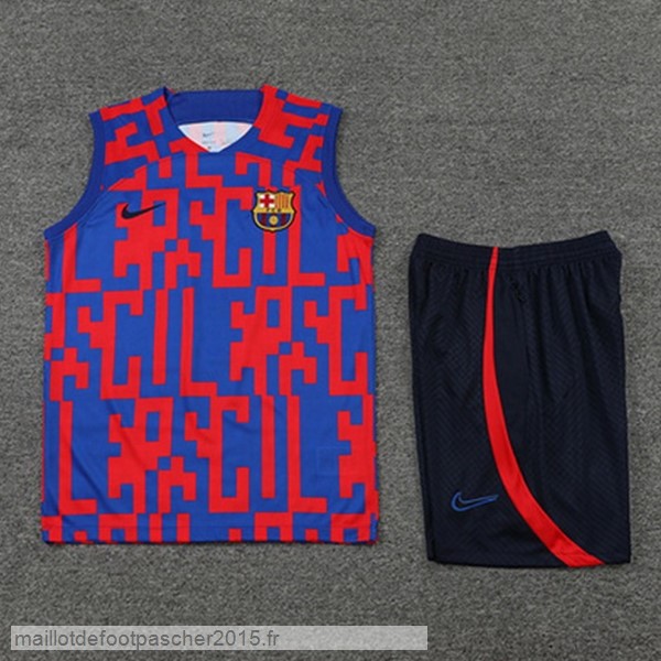 Maillot Foot Achat Entrainement Sans Manches Ensemble Complet Barcelona 2022 2023 Rouge Bleu