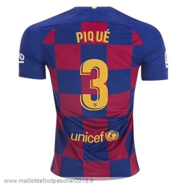 Maillot Foot Achat NO.3 Pique Domicile Maillot Barcelone 2019 2020 Bleu Rouge