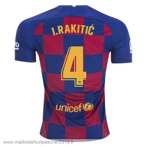 Maillot Foot Achat NO.4 I.Rakitic Domicile Maillot Barcelone 2019 2020 Bleu Rouge