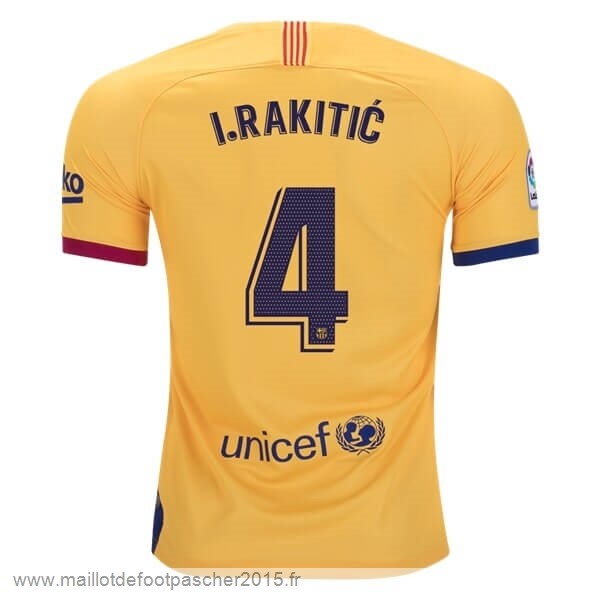Maillot Foot Achat NO.4 I.Rakitic Exterieur Maillot Barcelone 2019 2020 Jaune